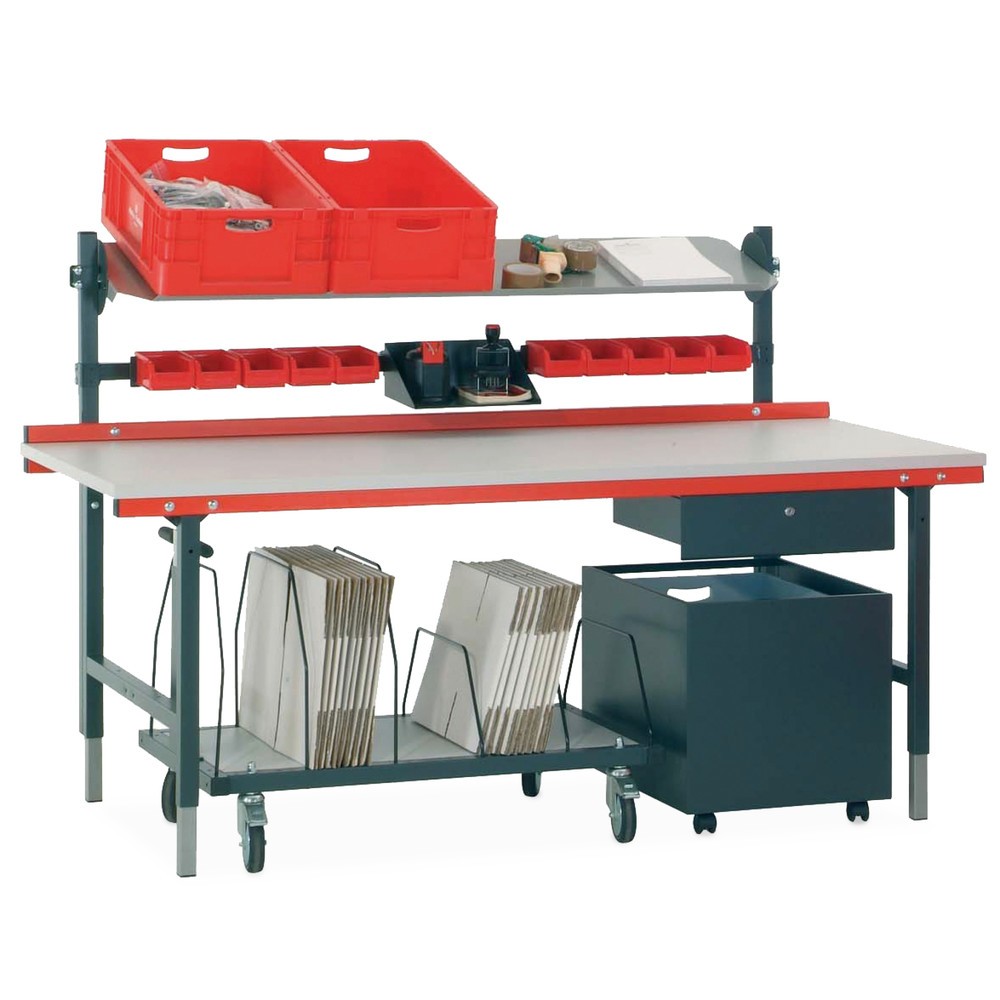 Číslo obrázka výrobku 4: Baliaci a pracovný stôl Rocholz, nosnosť 200 kg, v × š × h 690 – 960 × 2 000 × 920 mm