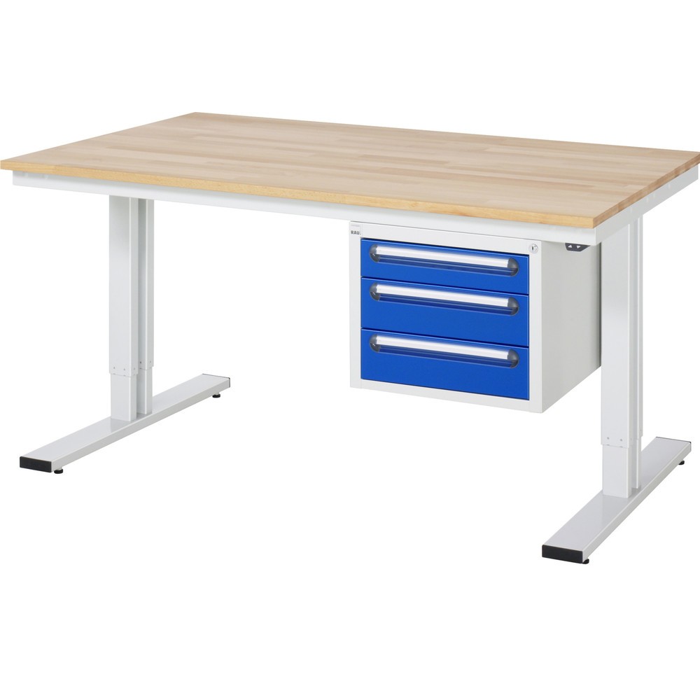 Číslo obrázka výrobku 7: Elektricky výškovo nastaviteľný pracovný stôl RAU série adlatus 300, v × š × h 720 – 1 120 × 1 250 × 800 mm, pracovná doska z bukového masívu