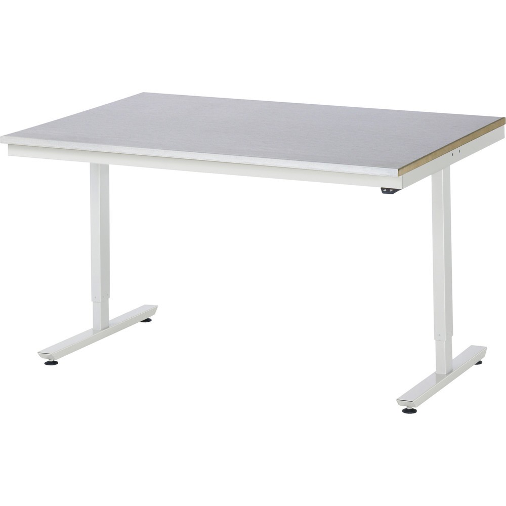 Číslo obrázka výrobku 1: Elektrický, výškovo nastaviteľný pracovný stôl RAU série adlatus 300, v × š × h 720 – 1 120 × 1 500 × 1 000 mm, pracovná doska s povrchom z oceľového plechu