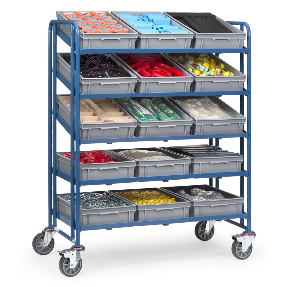 Číslo obrázka výrobku 2: Podlahový vozík Eurobox fetra®, so škatuľami, nosnosť 300 kg, 5 podlaží 1,240 x 610 mm