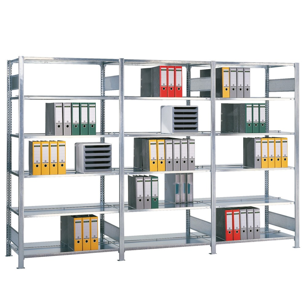 Obrázok výrobku: polica SCHULTE prídavné pole, obojstranná, bez centrálnych zarážok, nosnosť regálu 150 kg, Vxš x H 2 500 x 1 300 x 600 mm