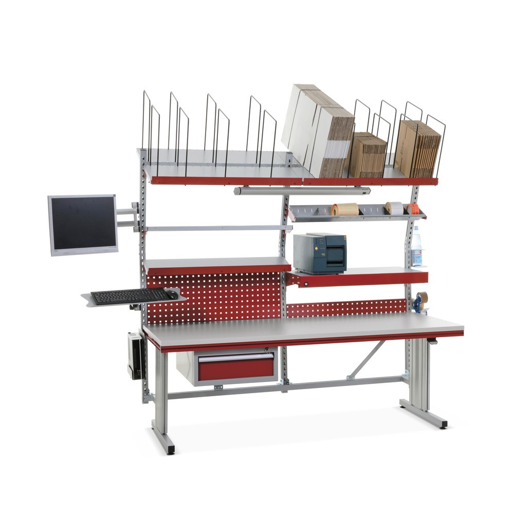 Obrázok výrobku: Kompletný baliaci stôl Premium, v × š × h 720 – 1 120 × 2 000 × 800 mm