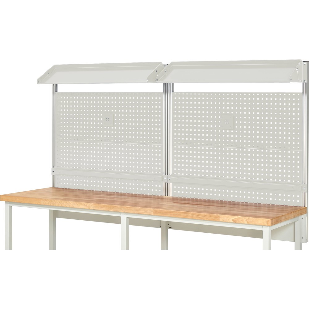 Číslo obrázka výrobku 2: Nadstavba pracovného stola RAU, v × š × h 1 130 × 2 500 × 350 mm, s 2 naklápateľnými kovovými odkladacími lištami, 2 prídržnými lištami a 2 držiakmi plochej obrazovky, kompletná súprava 02 pre výrobok šírky