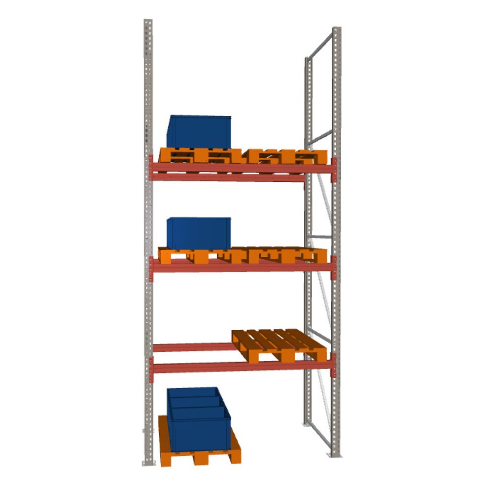 Obrázok výrobku: Paletový regál META MULTIPAL, základné pole, zaťaženie police 2 220 kg, v × š × h 4 400 × 1 825 × 1 100 mm