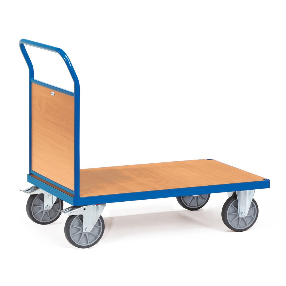 Obrázok výrobku: Plošinový vozík fetra®, s drevenou koncovou stenou, ložná plocha Š x H 500 x 850 mm