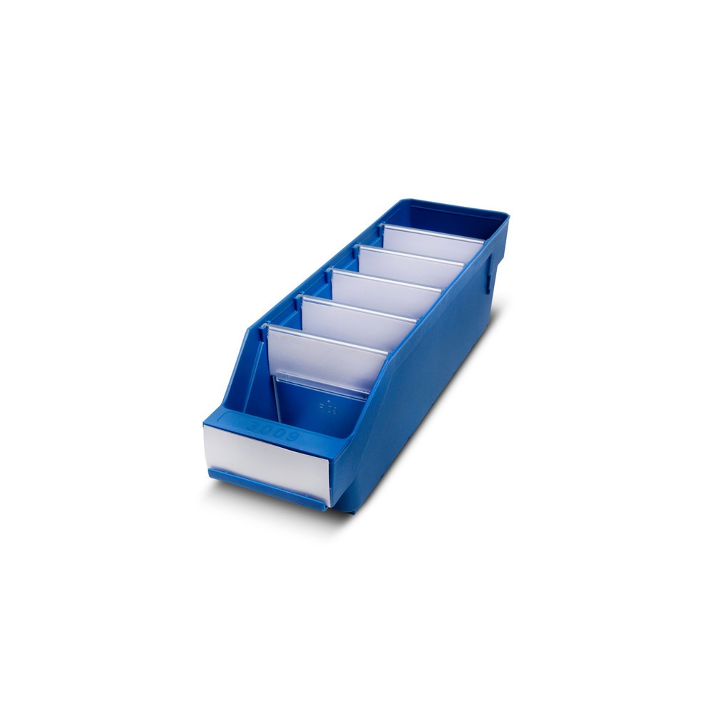 Obrázok výrobku: Regálové boxy s priezorom, Š x H 90 x 300 mm, modrá farba