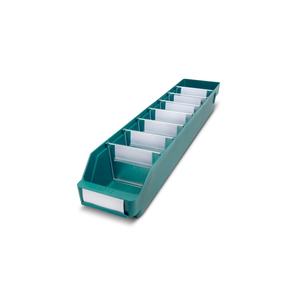 Obrázok výrobku: Regálové boxy s priezorom, Š x H 120 x 600 mm, zelená farba