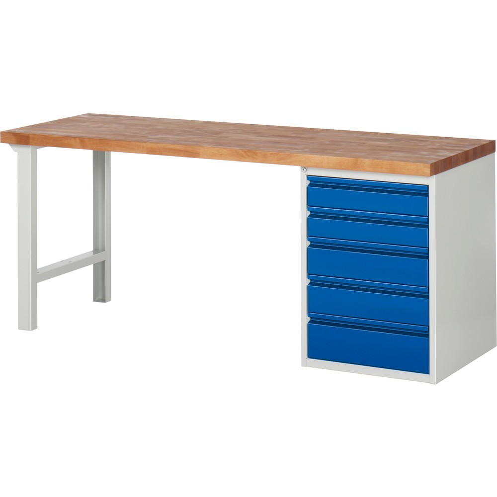 Obrázok výrobku: Steinbock® pracovný stôl s 5 zásuvkami, V x Š x H 840 x 2 000 x 700 mm, RAL 7035/5010
