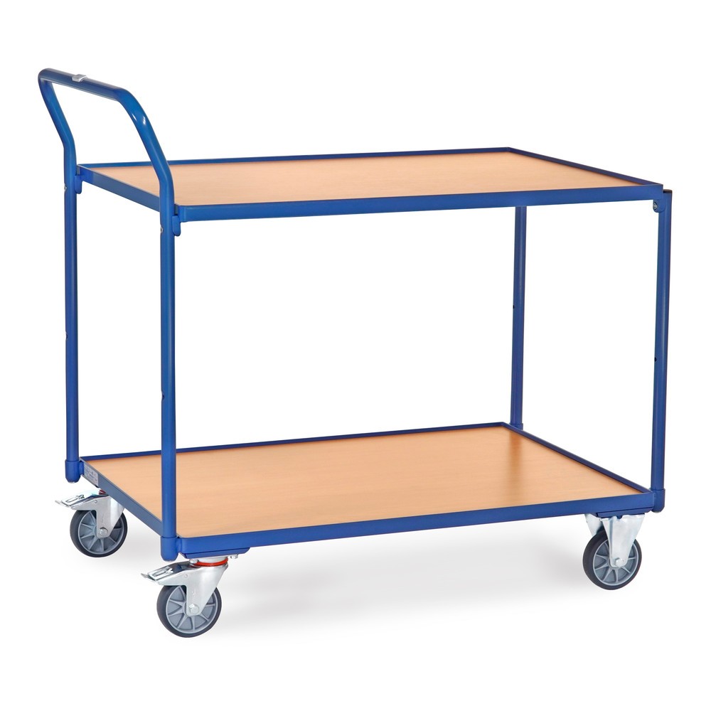 Obrázok výrobku: fetra® Stolový vozík, nosnosť 300 kg, 2 úrovne 1000 x 700mm, vysoko stojace rukoväte