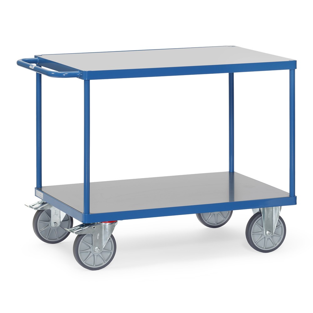 Obrázok výrobku: heavy-duty stolový a montážny vozík fetra®, nakladacia plocha odolná voči poveternostným vplyvom, 2 úrovne 800 x 1 200 mm, antracitové