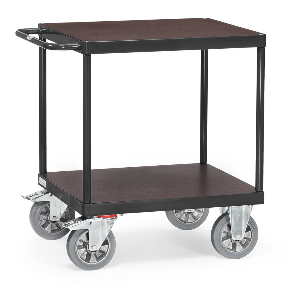 Obrázok výrobku: Stolový vozík fetra®, nosnosť 1 200 kg, 2 úrovne 700 x 700 mm, antracitovo sivá