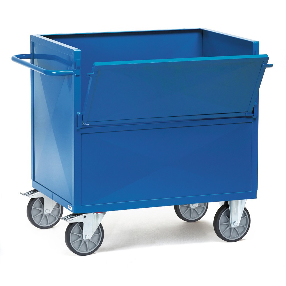 Obrázok výrobku: vyklápací skip fetra® s oceľovými stenami, ložná plocha 800 x 1 200 mm